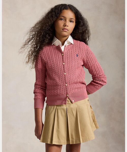 POLO RALPH LAUREN / ポロ ラルフ ローレン カーディガン・ボレロ | (ガールズ 7才~16才)ミニケーブル コットン カーディガン(650ピンク)