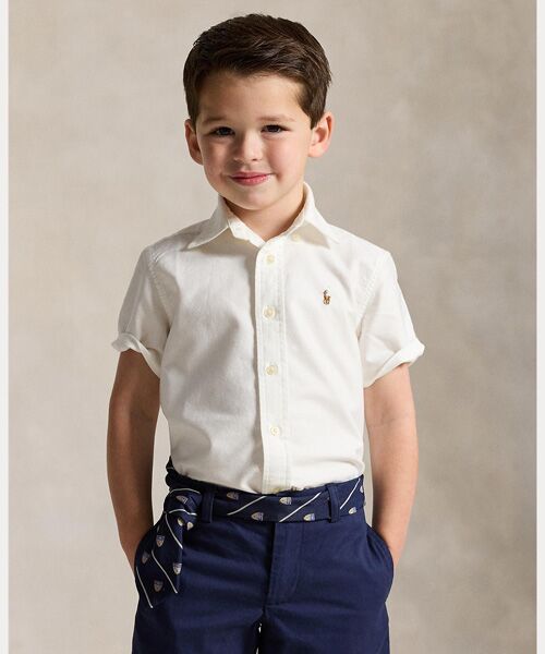 POLO RALPH LAUREN / ポロ ラルフ ローレン シャツ・ブラウス | (ボーイズ 2才～7才)コットン オックスフォード ショートスリーブ シャツ（100ホワイト）
