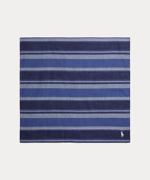 POLO RALPH LAUREN / ポロ ラルフ ローレン ハンカチ | ストライプド リネンコットン ハンカチーフ（410ネイビー）