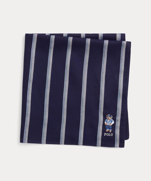 POLO RALPH LAUREN / ポロ ラルフ ローレン ハンカチ | Polo ベア ストライプド コットン ハンカチーフ | 詳細1