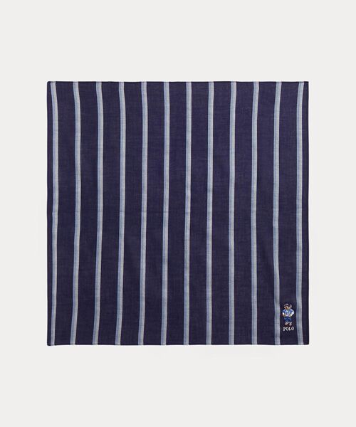 POLO RALPH LAUREN / ポロ ラルフ ローレン ハンカチ | Polo ベア ストライプド コットン ハンカチーフ（410ネイビー）