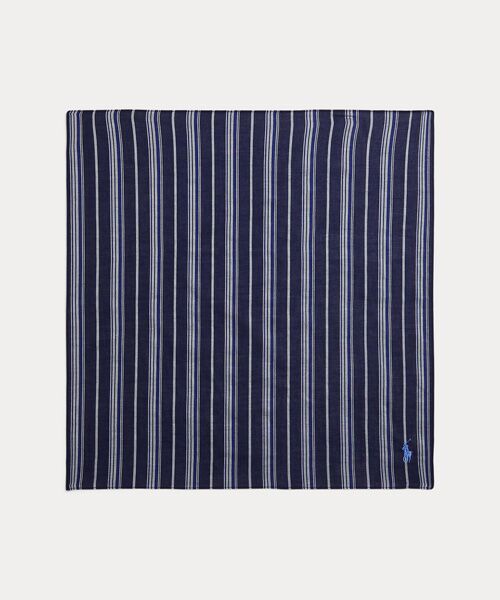 POLO RALPH LAUREN / ポロ ラルフ ローレン ハンカチ | ストライプド コットン ハンカチーフ（410ネイビー）