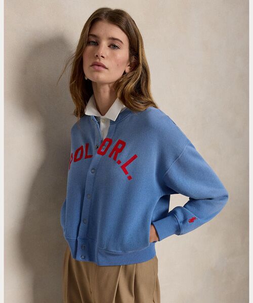 POLO RALPH LAUREN / ポロ ラルフ ローレン カーディガン・ボレロ | ロゴ フリース スナップド カーディガン（400ブルー）