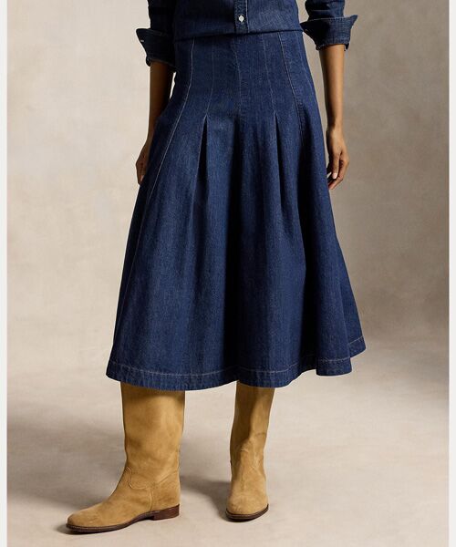 POLO RALPH LAUREN / ポロ ラルフ ローレン ロング・マキシ丈スカート | プリーテッド デニム ミディ スカート | 詳細2