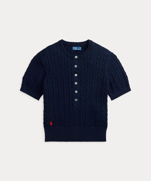 POLO RALPH LAUREN / ポロ ラルフ ローレン ニット・セーター | ミニケーブル ショートスリーブ ヘンリー セーター | 詳細1