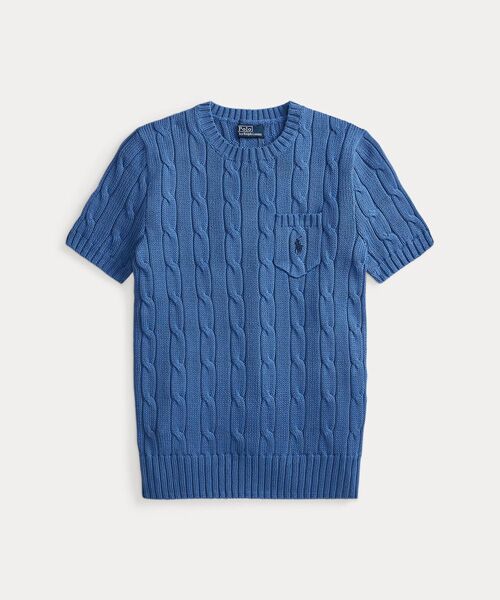 POLO RALPH LAUREN / ポロ ラルフ ローレン ニット・セーター | ケーブルニット コットン ショートスリーブ セーター | 詳細1