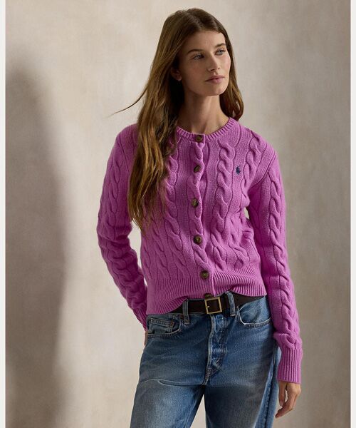 POLO RALPH LAUREN / ポロ ラルフ ローレン カーディガン・ボレロ | ケーブルニット ウールカシミヤ カーディガン（650ピンク）