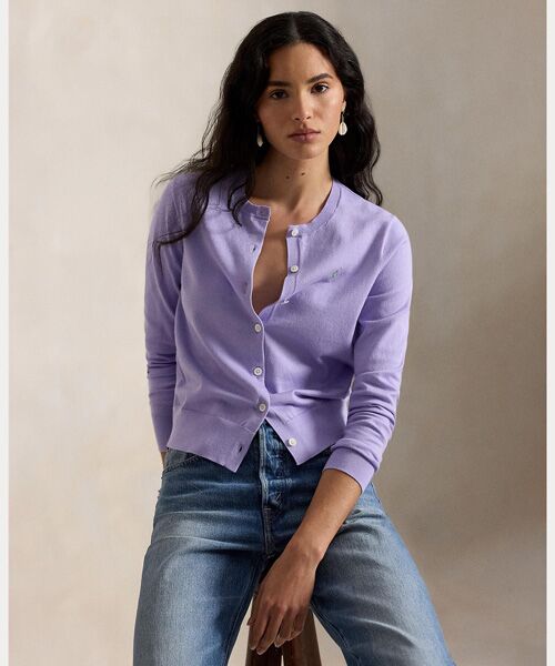 POLO RALPH LAUREN / ポロ ラルフ ローレン カーディガン・ボレロ | コットン クルーネック カーディガン（500パープル）
