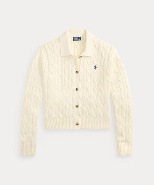 POLO RALPH LAUREN / ポロ ラルフ ローレン カーディガン・ボレロ | ケーブル コットン ポロカラー カーディガン | 詳細1