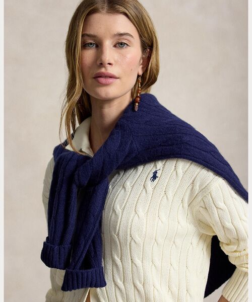 POLO RALPH LAUREN / ポロ ラルフ ローレン カーディガン・ボレロ | ケーブル コットン ポロカラー カーディガン | 詳細4