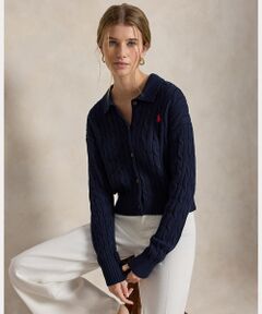POLO RALPH LAUREN / ポロ ラルフ ローレン カーディガン・ボレロ | ケーブル コットン ポロカラー カーディガン