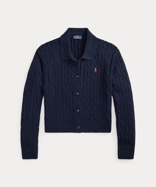 POLO RALPH LAUREN / ポロ ラルフ ローレン カーディガン・ボレロ | ケーブル コットン ポロカラー カーディガン | 詳細1