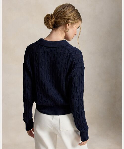 POLO RALPH LAUREN / ポロ ラルフ ローレン カーディガン・ボレロ | ケーブル コットン ポロカラー カーディガン | 詳細3