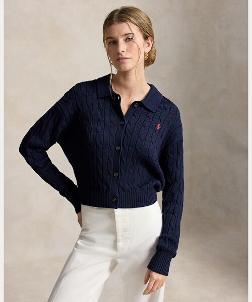 POLO RALPH LAUREN / ポロ ラルフ ローレン カーディガン・ボレロ | ケーブル コットン ポロカラー カーディガン | 詳細5