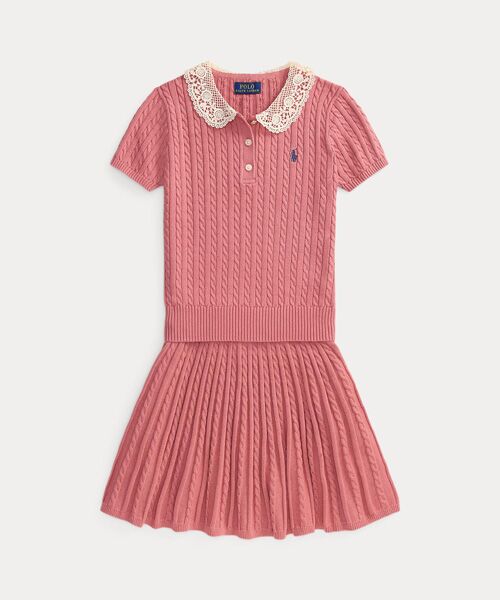 POLO RALPH LAUREN / ポロ ラルフ ローレン ポロシャツ | (ガールズ 7才～16才)ミニケーブル コットン ポロシャツ & スカート（650ピンク）