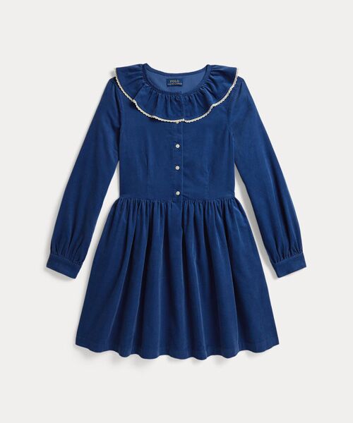 POLO RALPH LAUREN / ポロ ラルフ ローレン ミニ丈・ひざ丈ワンピース | (ガールズ 7才～16才)コットン コーデュロイ シャツドレス（400ブルー）