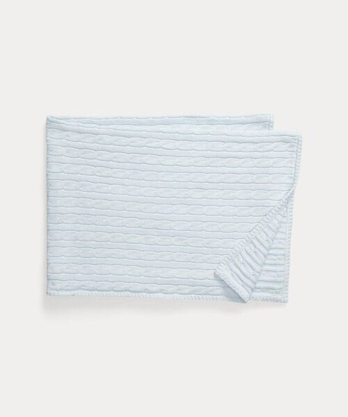 POLO RALPH LAUREN / ポロ ラルフ ローレン ベビー・キッズグッズ | (ベビー)ケーブルニット コットン ベビー ブランケット（400ブルー）