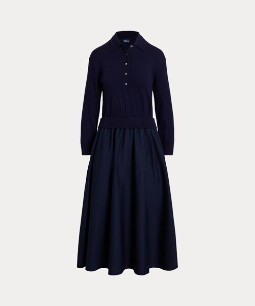 POLO RALPH LAUREN / ポロ ラルフ ローレン ロング・マキシ丈ワンピース | ハイブリッド ニット ポロボディス ドレス（400ブルー）