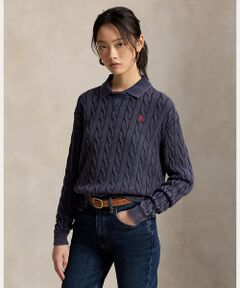 POLO RALPH LAUREN / ポロ ラルフ ローレン ニット・セーター | ケーブルニット コットン ポロカラー セーター