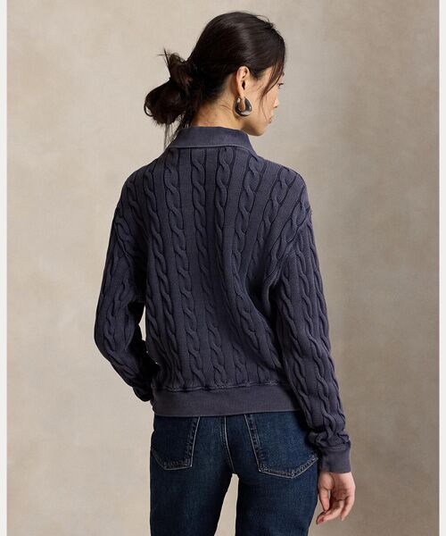 POLO RALPH LAUREN / ポロ ラルフ ローレン ニット・セーター | ケーブルニット コットン ポロカラー セーター | 詳細3