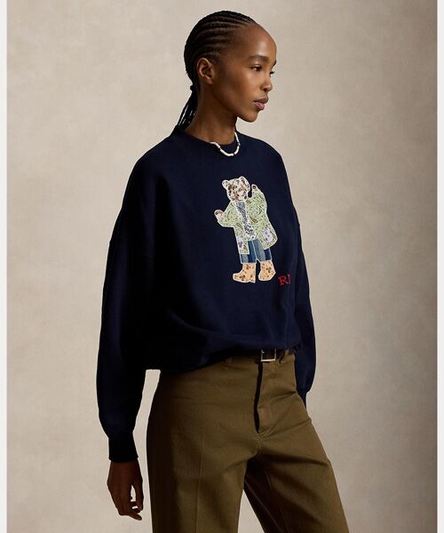 POLO RALPH LAUREN / ポロ ラルフ ローレン スウェット | パッチワーク Polo ベア フリース クルーネック（400ブルー）