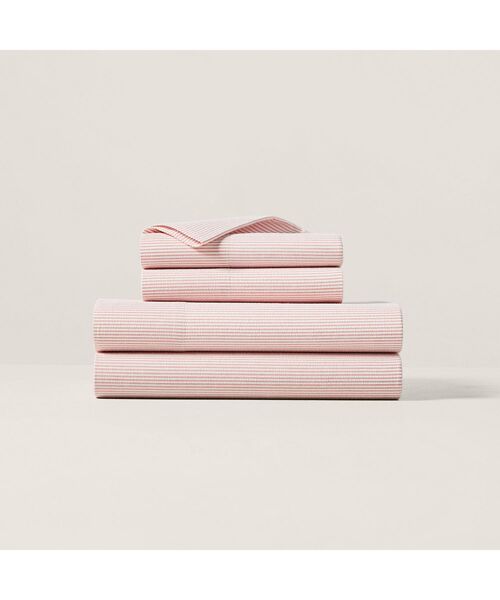 RALPH LAUREN HOME / ラルフ ローレン ホーム その他 | シアサッカー ストライプ ボックスシーツ/シングルサイズ（650ピンク）