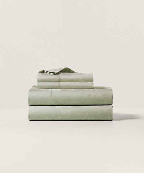 RALPH LAUREN HOME / ラルフ ローレン ホーム 寝具 | オーガニック コットン Bethany ジャカード ボックスシーツ/クイーンサイズ（300グリーン）