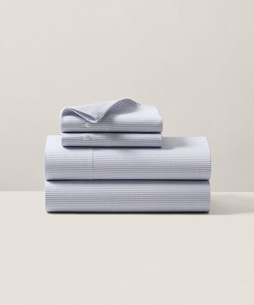 RALPH LAUREN HOME / ラルフ ローレン ホーム 寝具 | オーガニック コットン オックスフォード ストライプ フラットシーツ/ダブルサイズ（400ブルー）