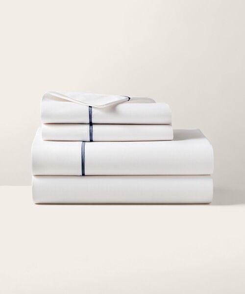 RALPH LAUREN HOME / ラルフ ローレン ホーム 寝具 | オーガニック コットン パーケール Palmer フラットシーツ/シングルサイズ（410ネイビー）