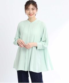 【WEB限定カラーあり/接触冷感/洗える】バックシャンプリーツフリュイドブラウス