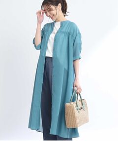 【WEB限定/洗える】シャーリングロングワンピース