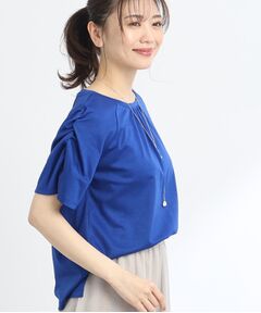 ◆【WEB限定カラーあり/UVカット/接触冷感/洗える】シャーリングジャージカットソー