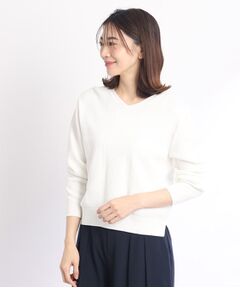 【SALE/WEB限定カラーあり／洗える】すっきり見えVネックニット