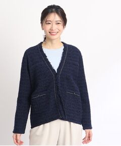 【SALE/洗える／入卒OK】ゆったりツイーディカーディガン