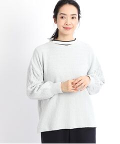 【SALE/洗える】レーシースリーブニット