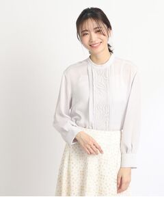 【SALE/接触冷感／洗える】フロントシアーレースブラウス