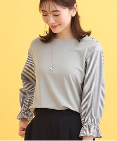 【SALE／UVカット／接触冷感／洗える】キャンディスリーブカットソー