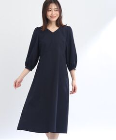 【SALE/接触冷感／洗える】Vネックサッカーワンピース