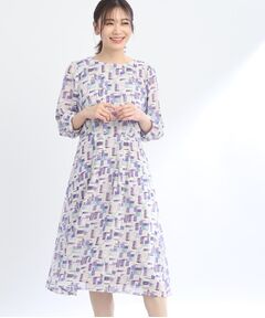 【春SALE/マシンウォッシュ可能】水彩風プリントワンピース