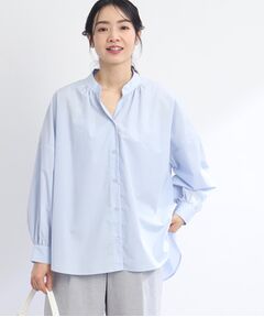 【SALE／E‐QUALITY/洗える】スキッパーシャツブラウス