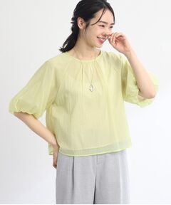 【SALE/E‐QUALITY/セットアップ可／洗える】袖コンシャスシアーブラウス