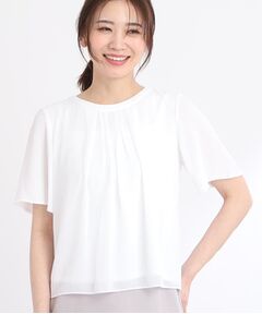 【夏SALE／マシンウォッシュ可能／UVカット／接触冷感】タックディティールブラウス