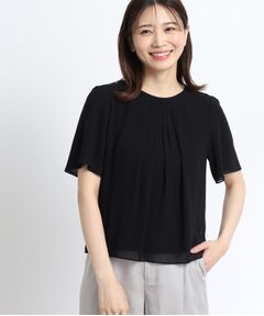 【夏SALE／マシンウォッシュ可能／UVカット／接触冷感】タックディティールブラウス