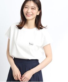 【夏SALE／マシンウォッシュ可能／UVカット／接触冷感】フレンチスリーブロゴTシャツ