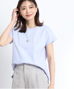 【夏SALE／マシンウォッシュ可能／UVカット／接触冷感】フレンチスリーブロゴTシャツ