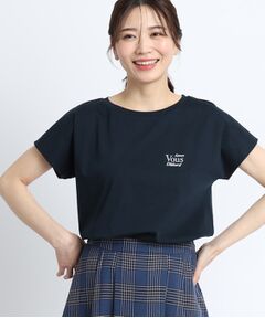 【夏SALE／マシンウォッシュ可能／UVカット／接触冷感】フレンチスリーブロゴTシャツ