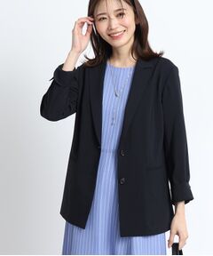 【夏SALE／着痩せ効果有!／昨年も人気！／マシンウォッシュ可／UVカット／接触冷感／セットアップ可能／夏の通勤におすすめ】ドライタッチジャケット