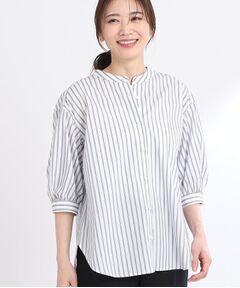 【夏SALE／着痩せ効果有！／接触冷感／洗える】リラクシーストライプシャツ