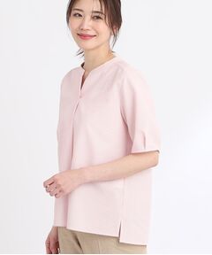 【SALE／人気急上昇♪マシンウオッシュ可能】スキッパーネックブラウス