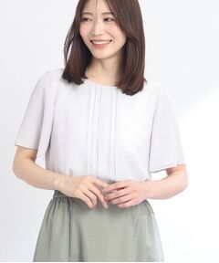 【夏SALE／UVカット／接触冷感／マシンウォッシュ可】タックディティールブラウス